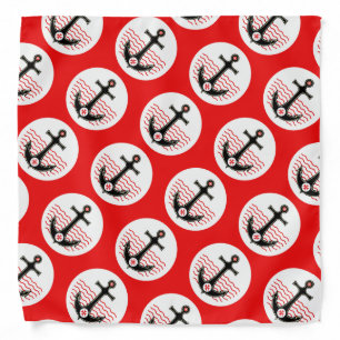 BLACK ANCHOR,ST.STEPHEN CROSS ,RED WHITE NAUTICAL BANDANA