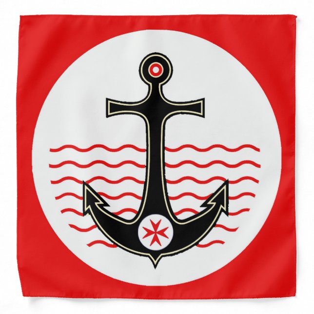BLACK ANCHOR,ST.STEPHEN CROSS ,RED WHITE NAUTICAL BANDANA (Front)