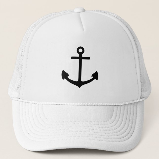 Black Anchor Trucker Hat (Front)