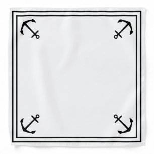Black Anchors on White Sailor Collar Bandana