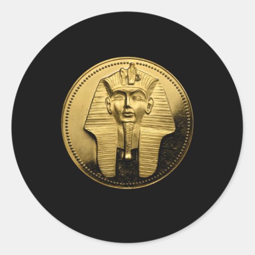 Black Ancient Egyptian Golden Pharoah Coin King Tu Classic Round Sticker
