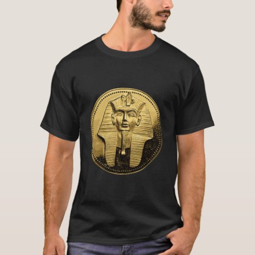 Black Ancient Egyptian Golden Pharoah Coin King Tu T_Shirt