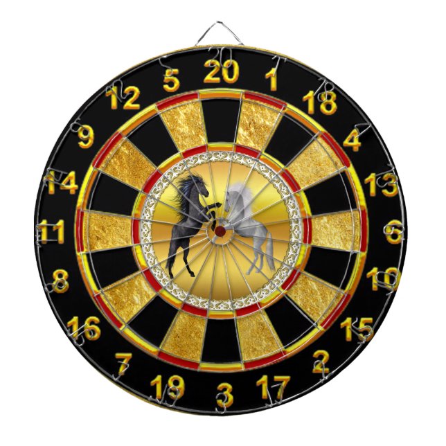 Black and a white Horse that are fighting Dartboard (Front)
