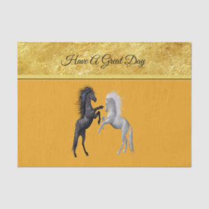 Black and a white Horse that are fighting Tissue Paper