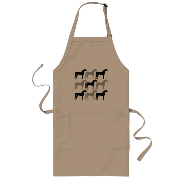 Black and Aluminum Silver Gray Horses Long Apron (Front)