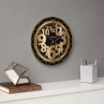 Black and Antique Gold Abstract Large Clock<br><div class="desc">Abstract Black and Antique Gold Decorative Clock ready for you to personalize. 🥇ONLY AVAILABLE ON ZAZZLE! ✔NOTE: ONLY CHANGE THE TEMPLATE AREAS NEEDED! 😀 If needed, you can remove some of the text and start fresh adding whatever text and font you like. 📌If you need further customization, please click the...</div>