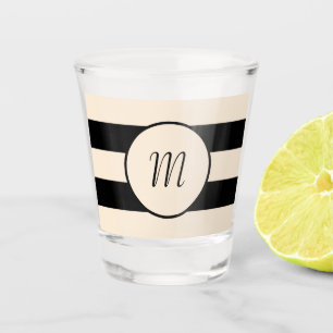 Black and Antique White Stripes Shot Glass