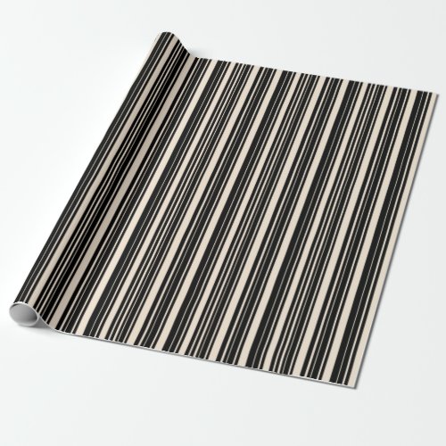 Black and Antique White Stripes Wrapping Paper