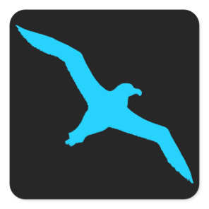 Black and Aqua Albatross Square Sticker