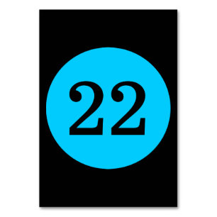 Black and Aqua Blue Circle Table Number