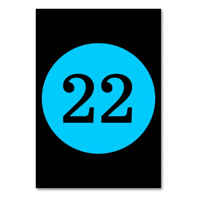 Black and Aqua Blue Circle Table Number (Front)
