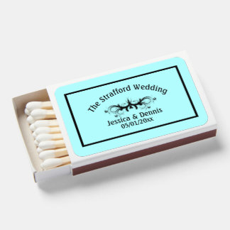 Black and Aqua Blue Custom Text Matchboxes