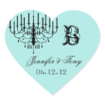 Black and Aqua Chandelier Custom Heart Stickers