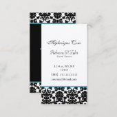 black and aqua damask Chic Business Cards (Front/Back)
