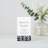 black and aqua damask Chic Business Cards (Standing Front)