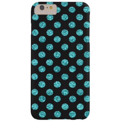 Black and Aqua Glitter Polka Dots iPhone 6 Case