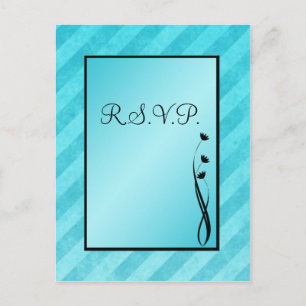 Black and Aqua Stripe R.S.V.P Postcard