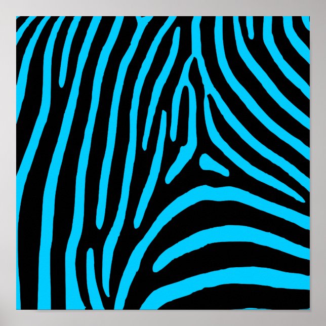 Black and Aqua Zebra Stripes Poster (Front)