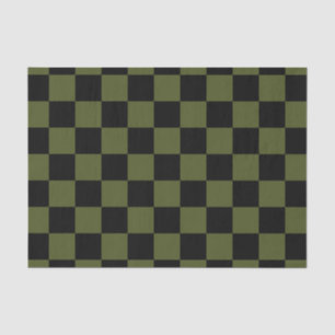Black and Army Green Checker Pattern Tissue Paper