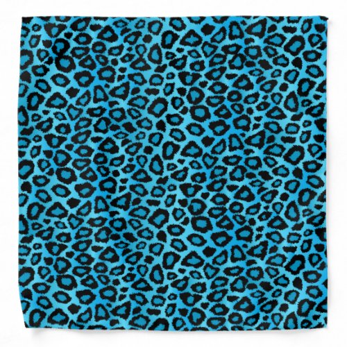 Black and Baby Blue Leopard Animal Print Bandana