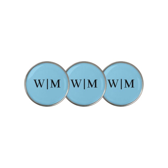 Black and Baby Blue Personalize golf ball marker (3 Up)