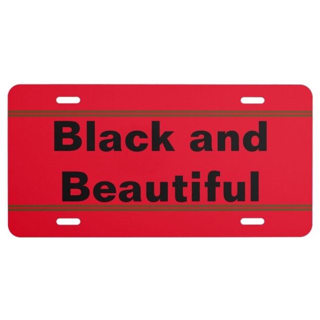 Black and Beautiful Red Black and Green License Plate (Front)