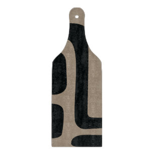 Black and Beige Abstract Glass Cutting Board