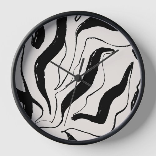 Black and beige abstract pattern clock