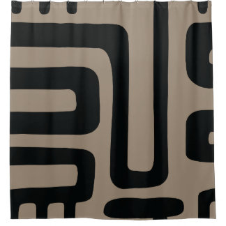 Black and Beige Abstract Shower Curtain