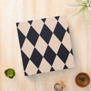 Black and Beige Argyle Diamond Stripe Pattern  3 Ring Binder