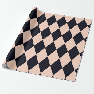 Black and Beige Argyle Diamond Stripe Pattern Wrapping Paper