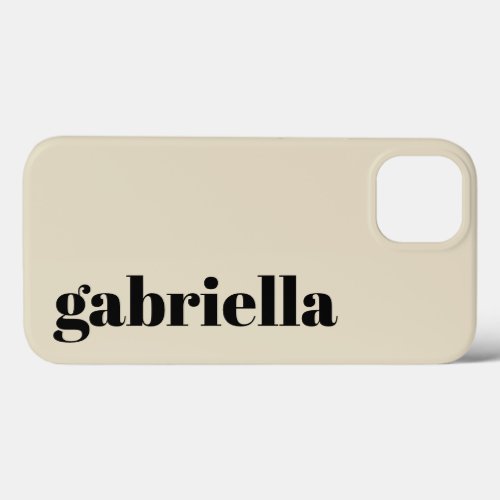 Black and Beige Bold Typography Personalized Name  iPhone 13 Case