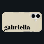 Black and Beige Bold Typography Personalized Name  iPhone 16 Case<br><div class="desc">Bold Modern Typography Personalized Name Phone Case in Black and Beige</div>