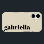 Black and Beige Bold Typography Personalized Name  iPhone 16 Case<br><div class="desc">Bold Modern Typography Personalized Name Phone Case in Black and Beige</div>