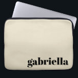 Black and Beige Bold Typography Personalized Name  Laptop Sleeve<br><div class="desc">Bold Modern Typography Personalized Name Laptop Sleeve in Black and Beige</div>