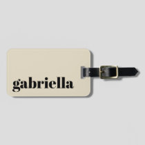 Black and Beige Bold Typography Personalized Name  Luggage Tag