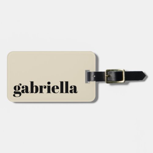 Black and Beige Bold Typography Personalized Name  Luggage Tag