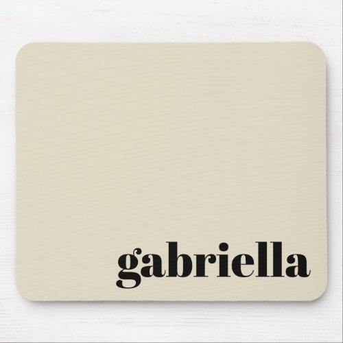 Black and Beige Bold Typography Personalized Name  Mouse Pad