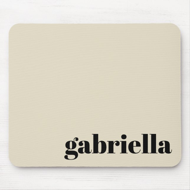 Black and Beige Bold Typography Personalized Name  Mouse Pad (Front)