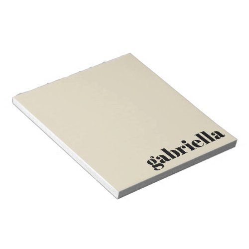 Black and Beige Bold Typography Personalized Name  Notepad
