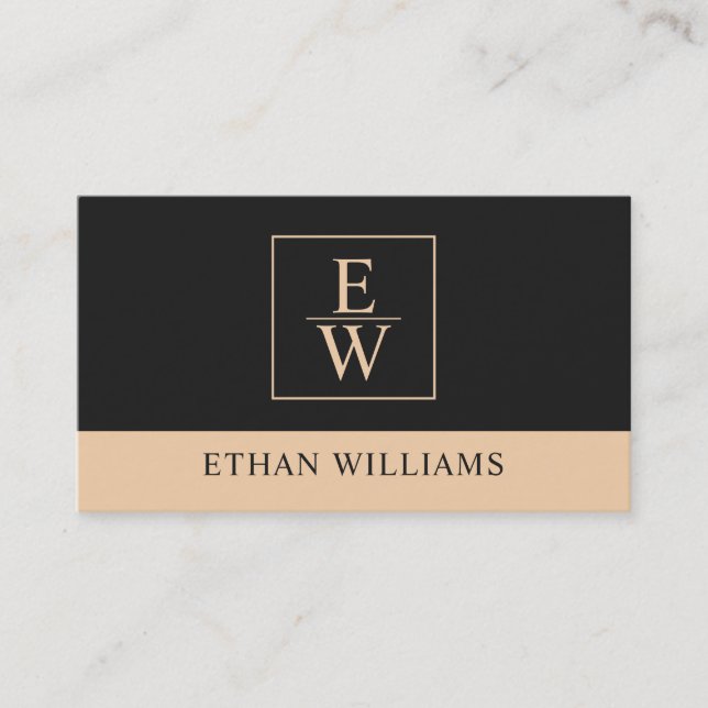 Black And Beige  Business Card (Front)