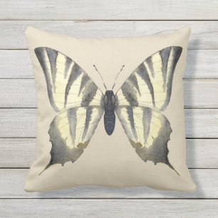 Black and Beige Butterfly Pillow Cushion