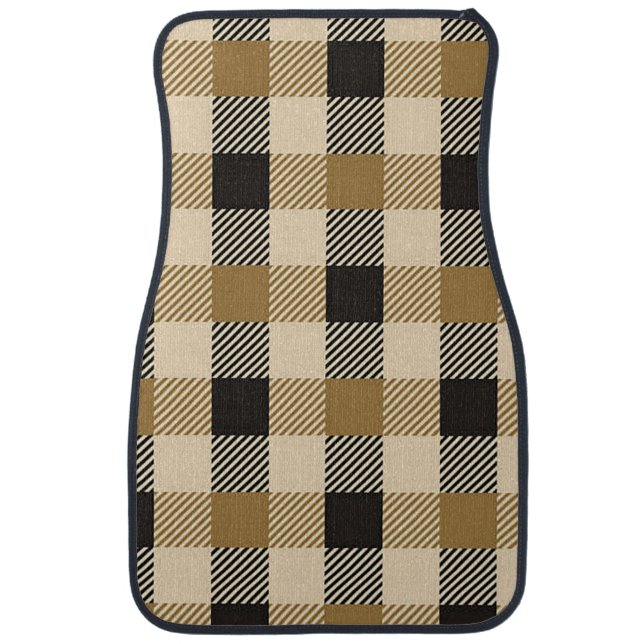 Black and Beige Crossbody Car Floor Mat (Front)