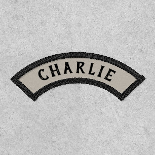 Black and beige custom name patches