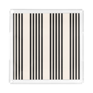 Black and beige five stripe pattern acrylic tray