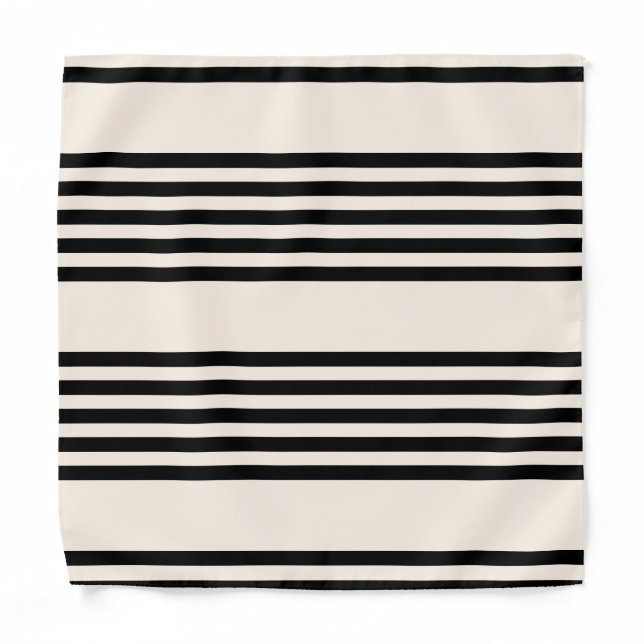 Black and beige five stripe pattern bandana (Front)