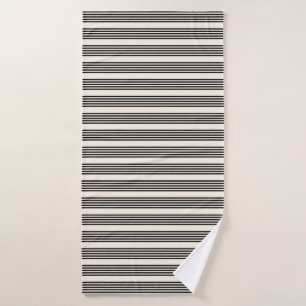 Black and beige five stripe pattern bath towel