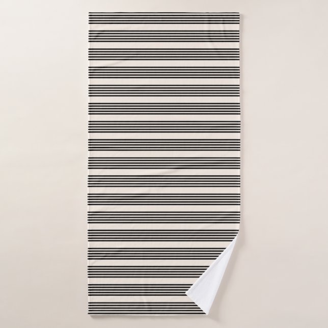 Black and beige five stripe pattern bath towel (Bath Towel)