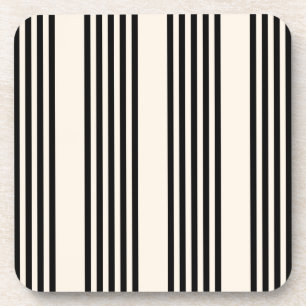 Black and beige five stripe pattern beverage coaster