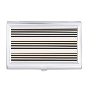 Black and beige five stripe pattern business card case